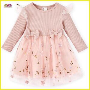 Tulle Tutu Dress Long Sleeve Flutter Sleeve A-Line Formal Toddler Party Wear